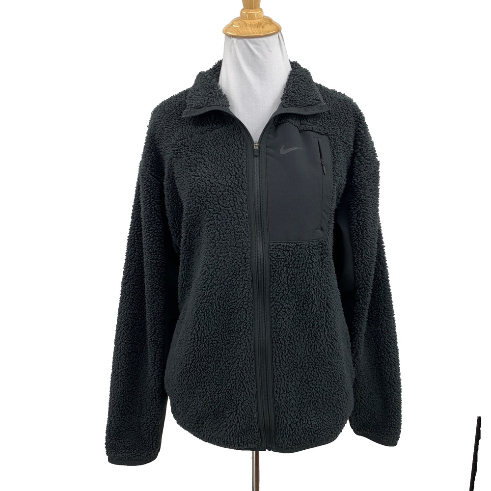 Nike Jacket Womens L Large Sportswear Crew Swoosh Sherpa Fleece Mixed Media
